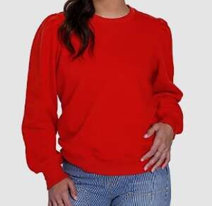 Molly Yeh Red Puff Sleeve Fleece Sweatshirt sz M